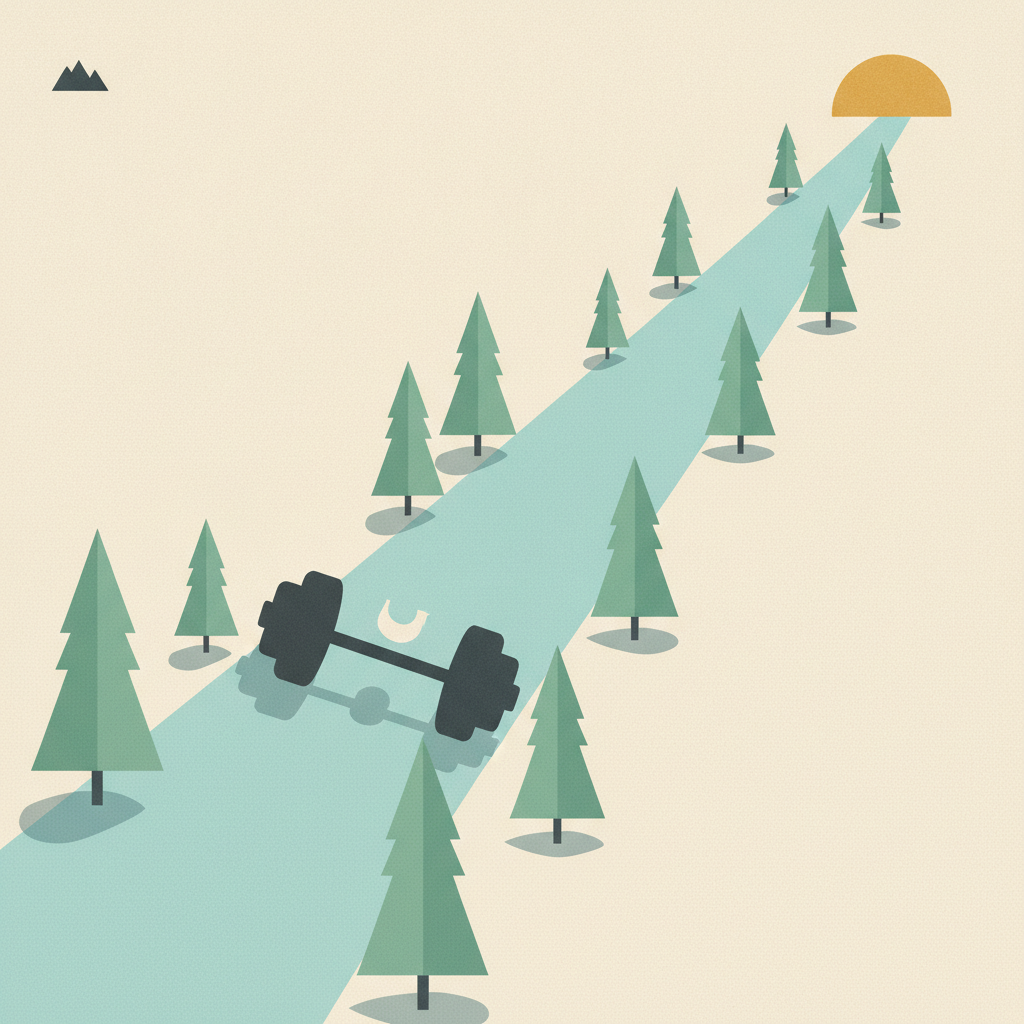 Climber silhouetted on a snowy mountain ridge against blue sky