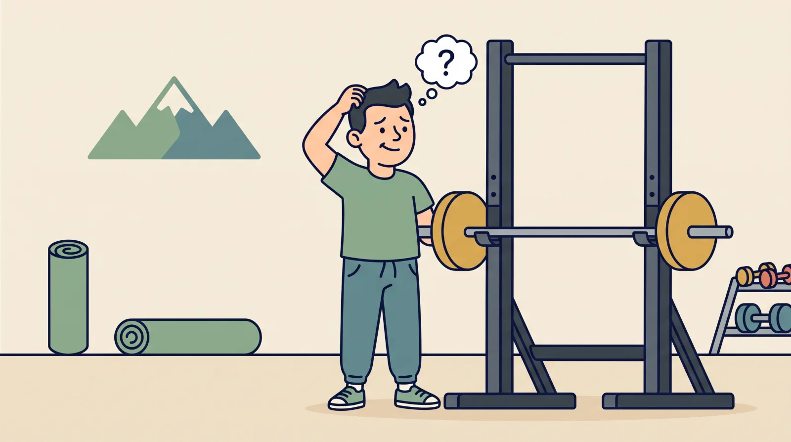 Beginner using a gym machine