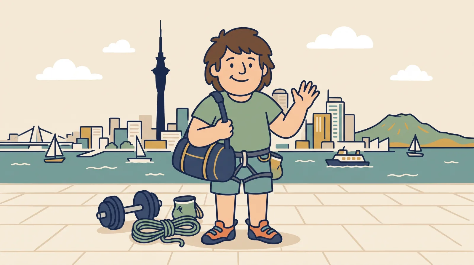 Cartoon illustration for the article: Best gyms in Auckland for lifters (and how to train between them)