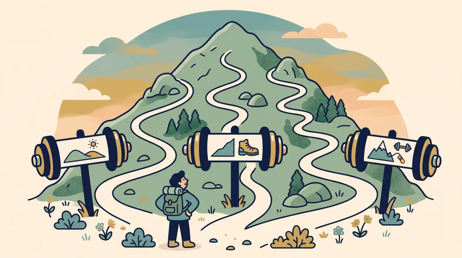 Cartoon illustration for the article: StrongLifts 5x5 vs Starting Strength vs 5/3/1: which beginner program fits you