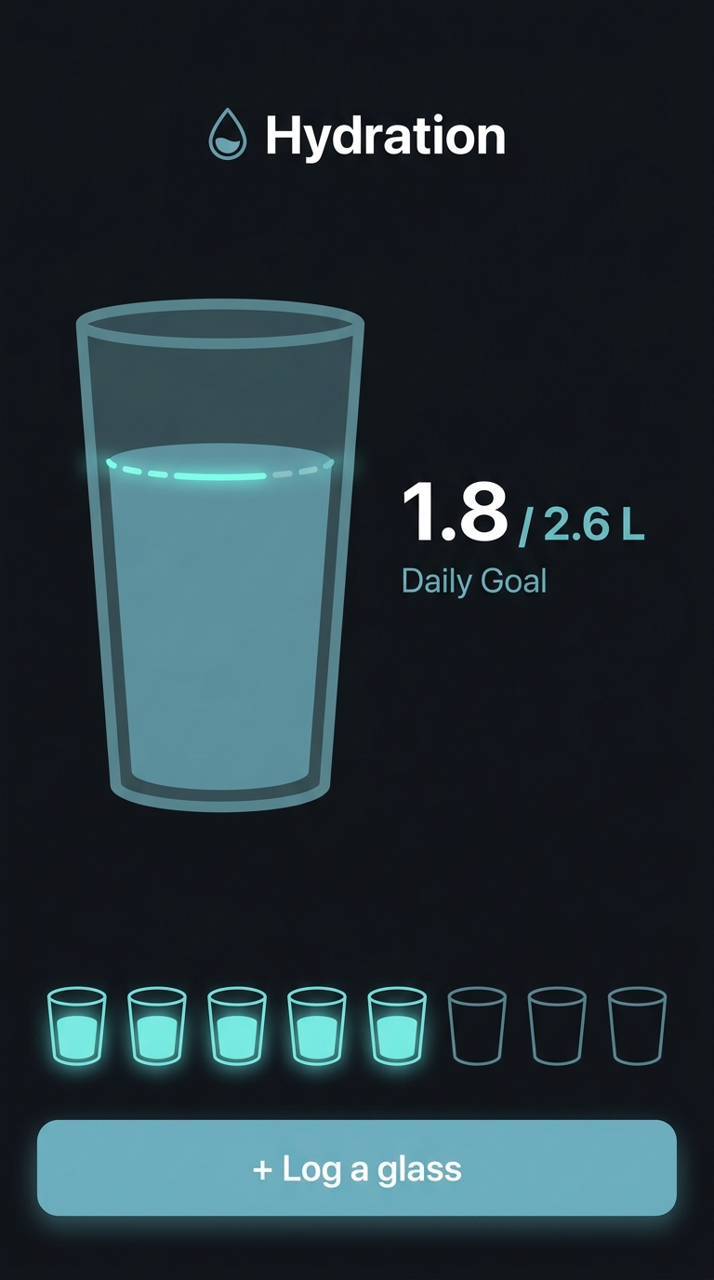 Water logging that actually matters., Ascend app screen