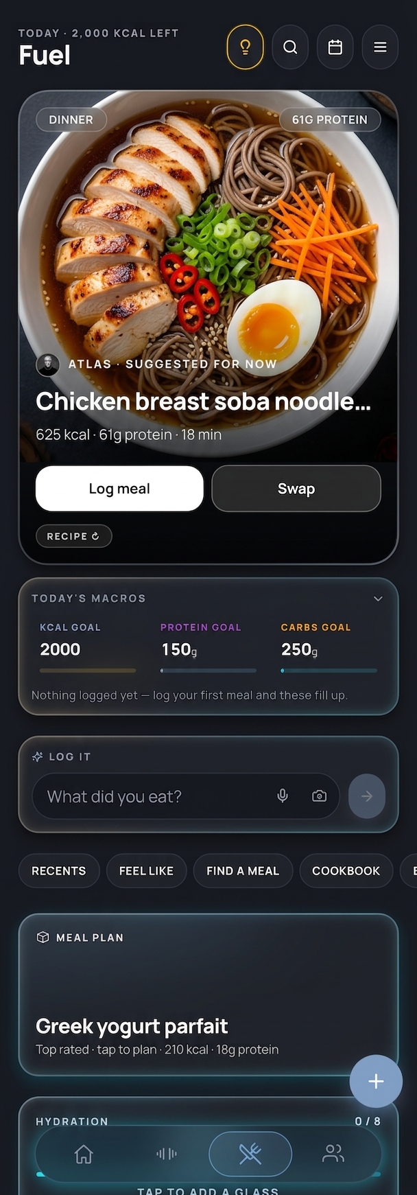 Point your phone at your plate and the macros come back., Ascend app screen