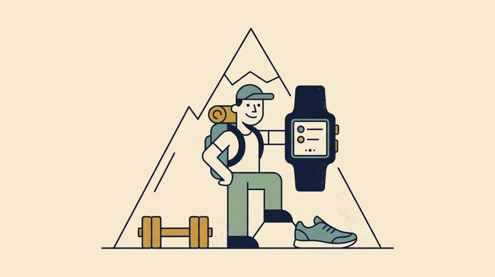 Cartoon illustration for the article: Ascend vs Garmin Connect: the strength side a running watch forgets