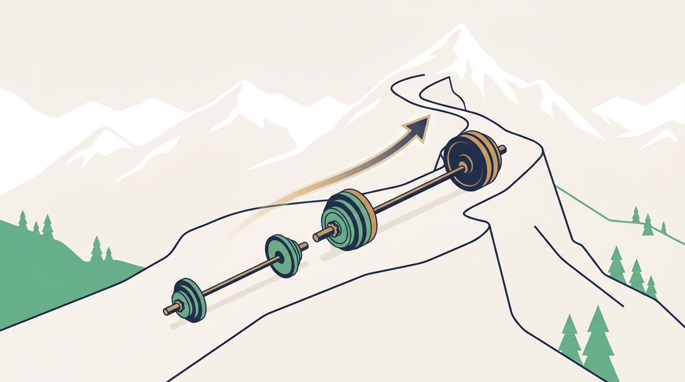 Loaded barbell on a gym floor