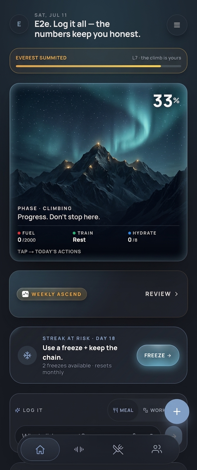 Train hard on green days. Back off on red., Ascend app screen
